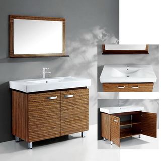 Ceramic Basin Top Single Sink Bathroom Vanity with Matching Mirror