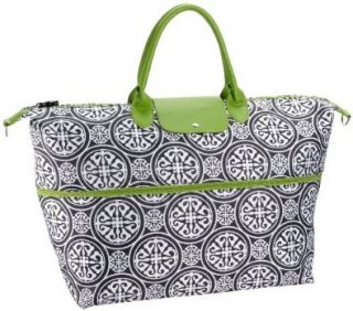 Medallion Expander Travel Tote,Black/White/Green,one size: Shoes