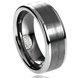 Daxx Mens Tungsten Carbide Brushed Raised Edge Band (8 mm