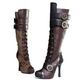 ELLIE 420 QUINLEY 4 Knee High Steampunk Boot With Laces Women Shoes