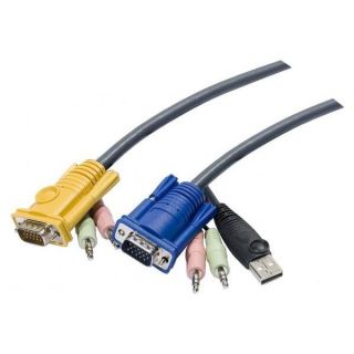 Cable E7 kvm ATEN 2L 53xxU VGA USB Audio   1,80M   Accédez jusquà 8