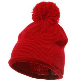 Fine Guage Acrylic Knitting Hat Red W16S10F Clothing