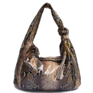 Snake skin Tassel Hobo Handbag (Beige) Clothing