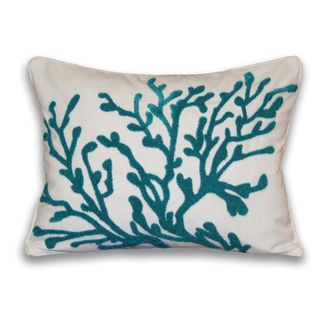Dory Coral Embroidered Towel stitch Pillow