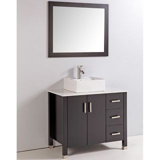 Artificial Stone Top 36 inch Single Sink Bathroom Vanity with Mirror