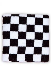 Black and White Checkered Knit Wristband Clothing