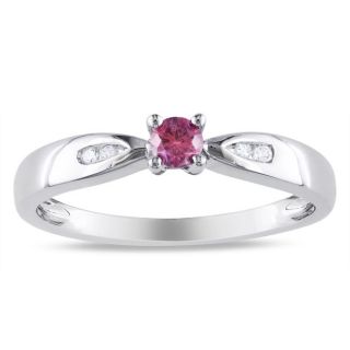 Miadora Sterling Silver 1/5ct TDW Pink and White Diamond Ring (H I, I1
