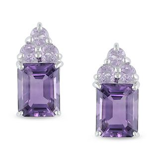 Miadora Sterling Silver Amethyst and Rose de France Earrings
