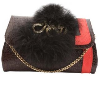 MS Shoe Designs Rella Animal Print Brown Red Handbag