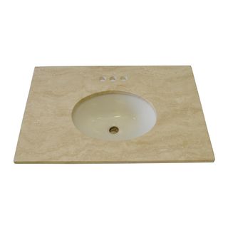 ICL Roman Travertine Vein Cut Polished Marble Vanity Top with Pre