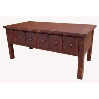 Shabby Chic Red 4 drawer Coffee Table