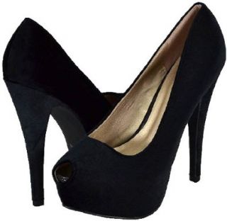 Qupid Penelope 66 Black Velvet Women Platform Pumps: Shoes