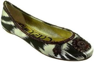 Coley Womens Ballet Tribal Beaded Satin Flat (10, Brown) Shoes