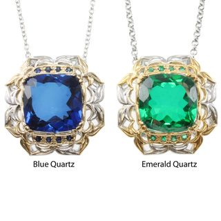 Michael Valitutti Two tone Quartz Doublet and Blue Sapphire or Emerald