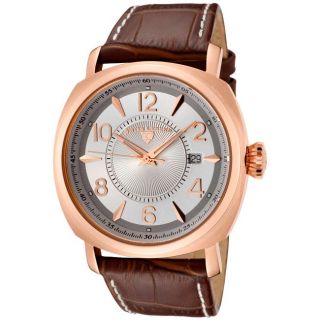 Swiss Legend Mens Executive Silver Dial Brown Leather Watch
