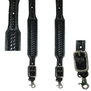 3D Belt Company Hand Tooled Leather Suspenders: Clothing