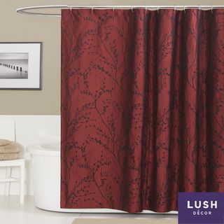 Lush Decor Flower Texture Red Shower Curtain