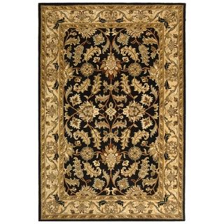 Handmade Heritage Kashan Black/ Beige Wool Rug (83 x 11)