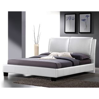 Sabrina White Modern Queen size Bed with Overstuffed Headboard
