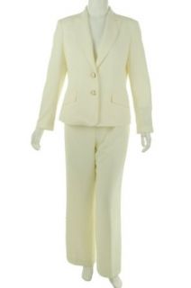 Kasper Womens Two Piece Two Button Pant Suit, Ivory, 18