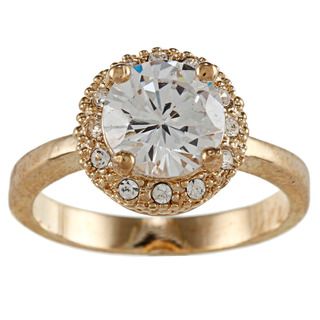 City Style Gold Clear CZ Solitaire Ring