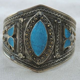 Handcrafted Tribal Lapis Lazuli Cuff Bracelet (Afghanistan