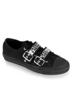 Pyramid Studded Black Canvas Mens Sneakers   6 Clothing