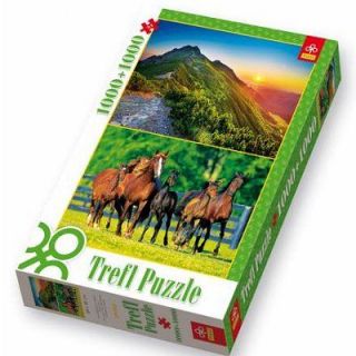 Puzzle 2 x 1000 pièces   Montagne et Chevaux   Achat / Vente PUZZLE