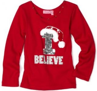 Haven Girls 7 16 Long Sleeve I Believe Tee, Get Red, Large