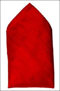 Bright Red Dupioni Silk Handkerchief   Full Sized 16x16