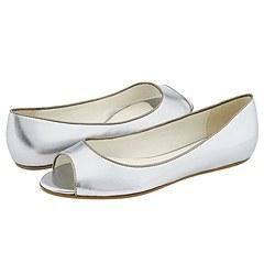 Elie Tahari Viola Peep Toe Silver Flats   Size 6 B