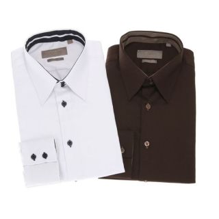 TORRENTE COUTURE 2 Chemises Homme blanc/marine et marron/taupe   Achat