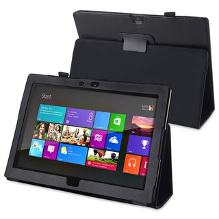 BasAcc Black Leather Case with Stand for Microsoft Surface RT