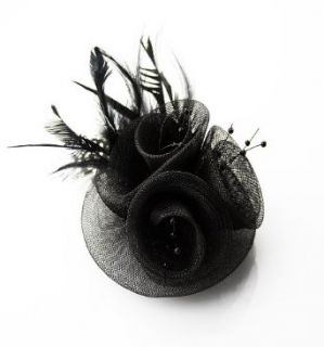 KCMODE Womens Black Mesh Feather Clip Fascinator Clothing
