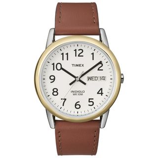 Timex Mens Easy Reader Brown Leather Strap Watch