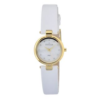 Skagen Womens MOP Dial Element White Leather Strap Watch Today $235