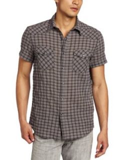 Kenneth Cole Mens Western Crinkle Check Shirt: Clothing