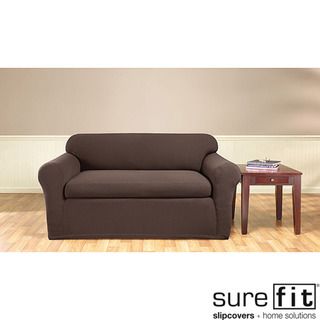 Sure Fit Coffee Stretch Honeycomb 2 Piece Loveseat Slipcover