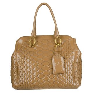 Ermanno Scervino Taupe Quilted Patent Leather Handbag