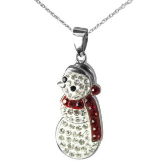 Sterling Silver Crystal Snowman Necklace