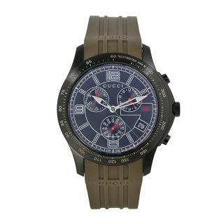 Gucci Mens Timeless Green Rubber Blue Dial Chronograph Watch