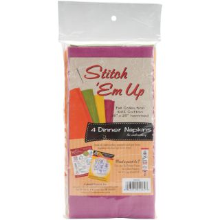 Stitch em Up Dinner Napkins For Embroidery 4/Pkg Fall Collection