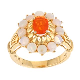 Yach Gold over Silver Fire Opal and Australian Opal Fashion Ring