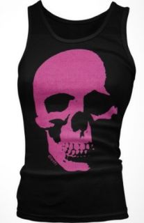 Neon Pink Skull Juniors Gothic Tank Top: Clothing