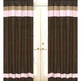 Pink and Chocolate 84 inch Curtain Panel Pair
