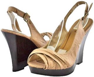 Qupid Estee 39 Tan Women Wedge Sandals Shoes
