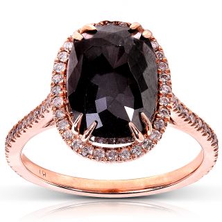 14k Rose Gold 6ct TDW Certified Black and White Diamond Ring (J K, I2
