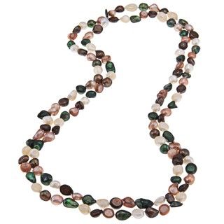 Multi colored Baroque Freshwater Pearl 60 inch Endless Necklace (6 8