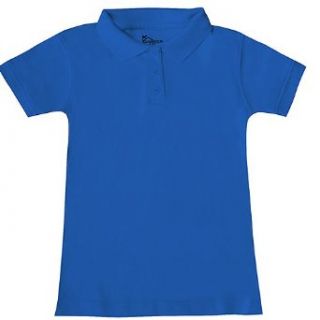 Girls School Uniform Top Blue Fitted Polo Shirt 14/16