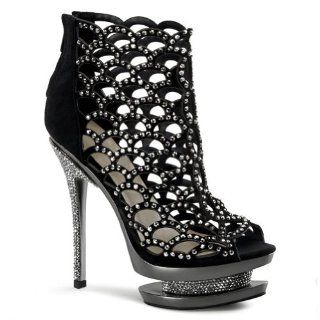 Rhinestone Caged Platform Shoes Peep Toe Booties Womens Shoes: Shoes